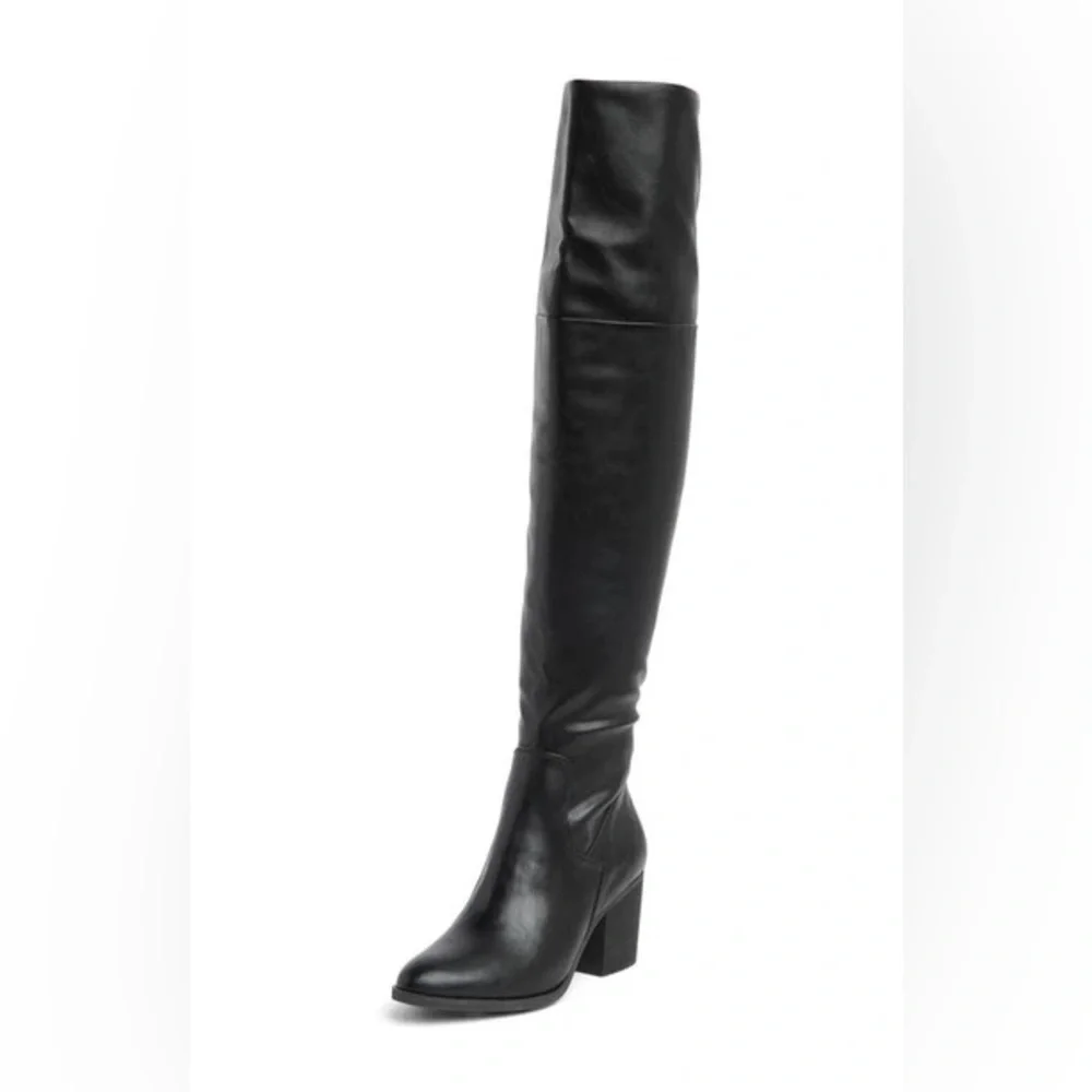 NEW BP. Luke Black Side Zip Block Heel Over The Knee Boots #993